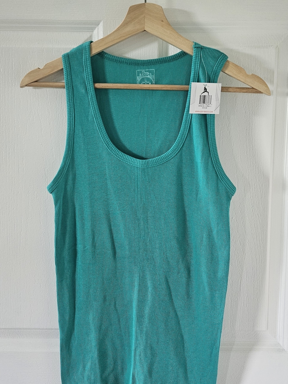 Ribbed Scoop Tank Top in Teal - Sexy Basics
